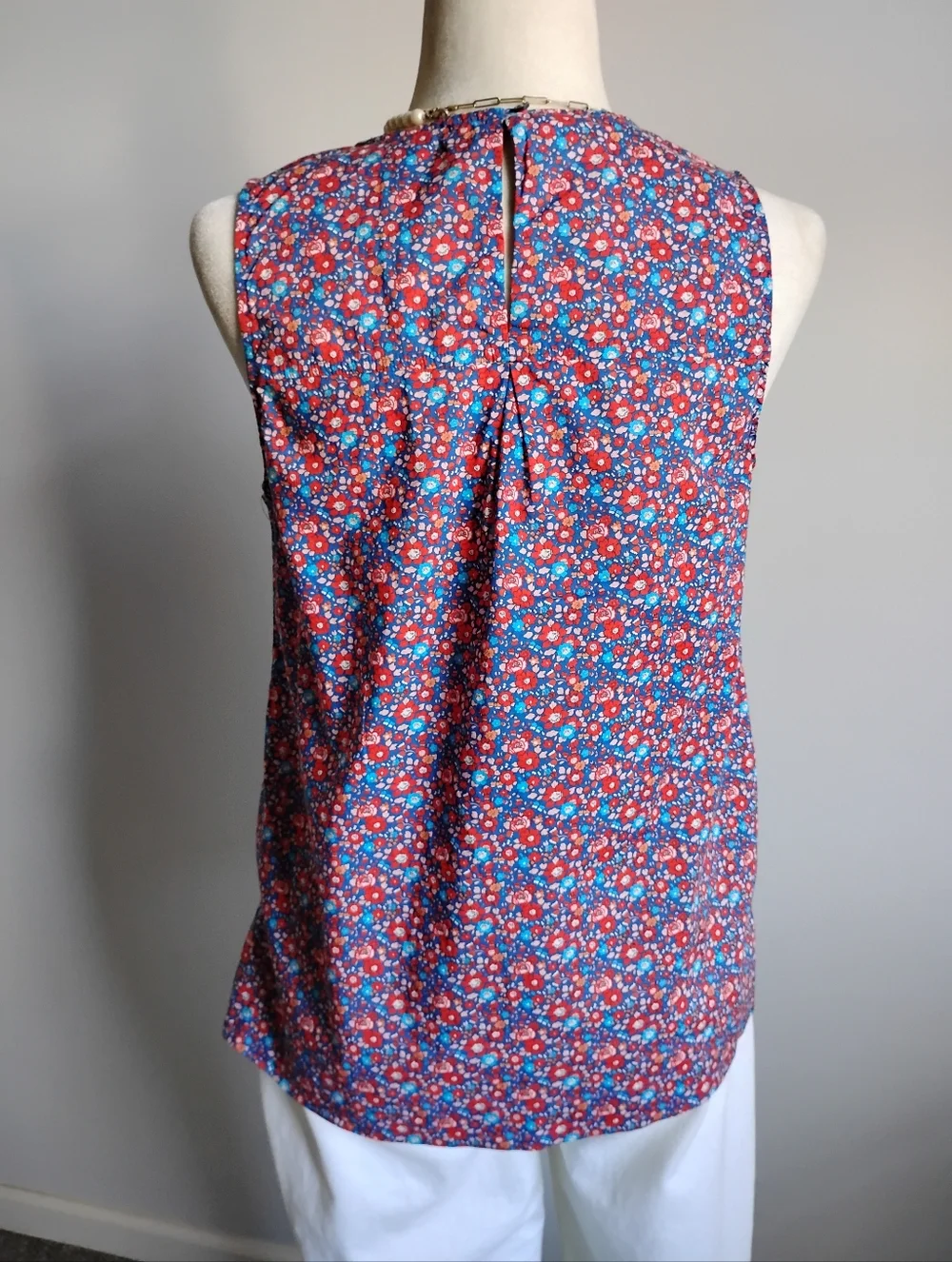 J. Crew Liberty Art Fabric Betsy Ann Blouse Red Blue Floral Cottagecore Size